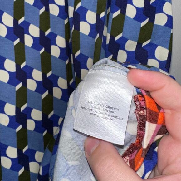 Akemi + Kim Anthropologie Ellipses Printed Tee Blue Motif Size XS Timeless - Picture 6 of 8